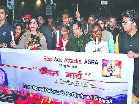 Marched against the sale of acid by hangout cafe 